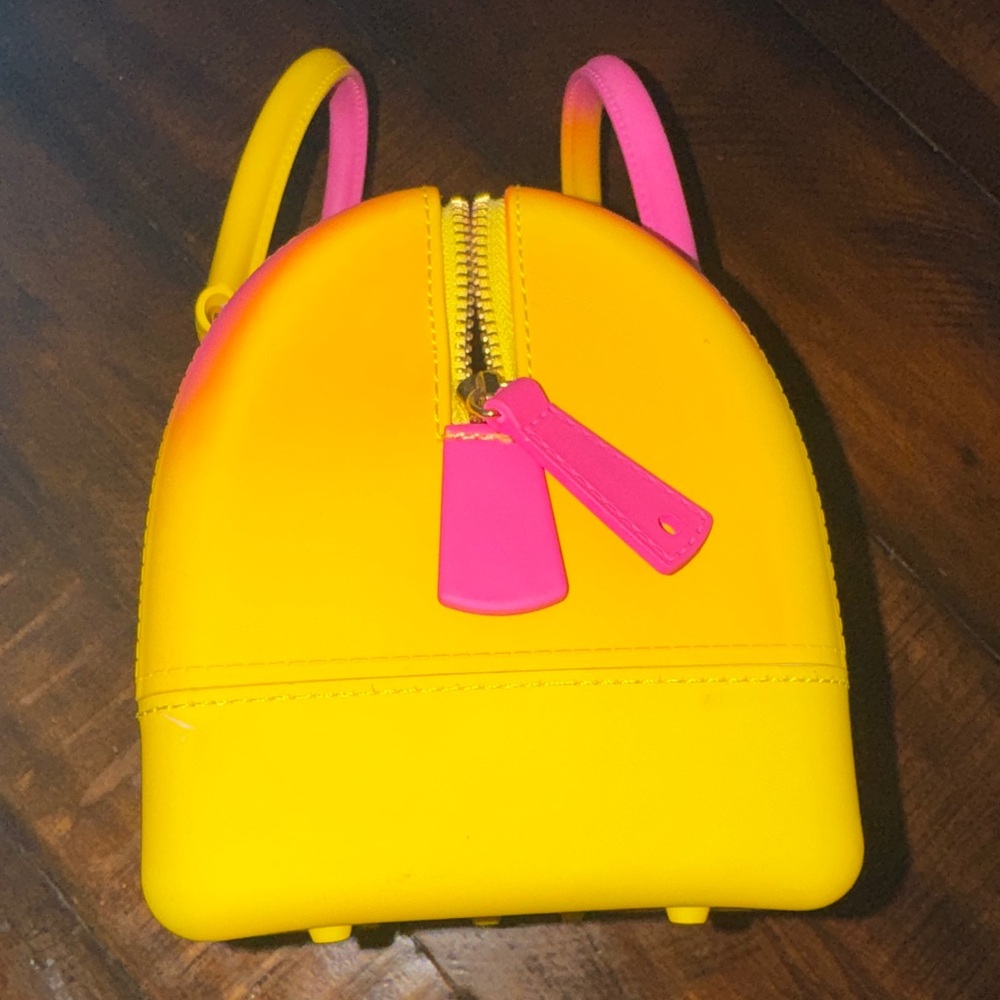 Y2K Neon Jelly Mini Satchel Bag – Pink & Yellow Ombre Top Handle Purse - Picture 4 of 17
